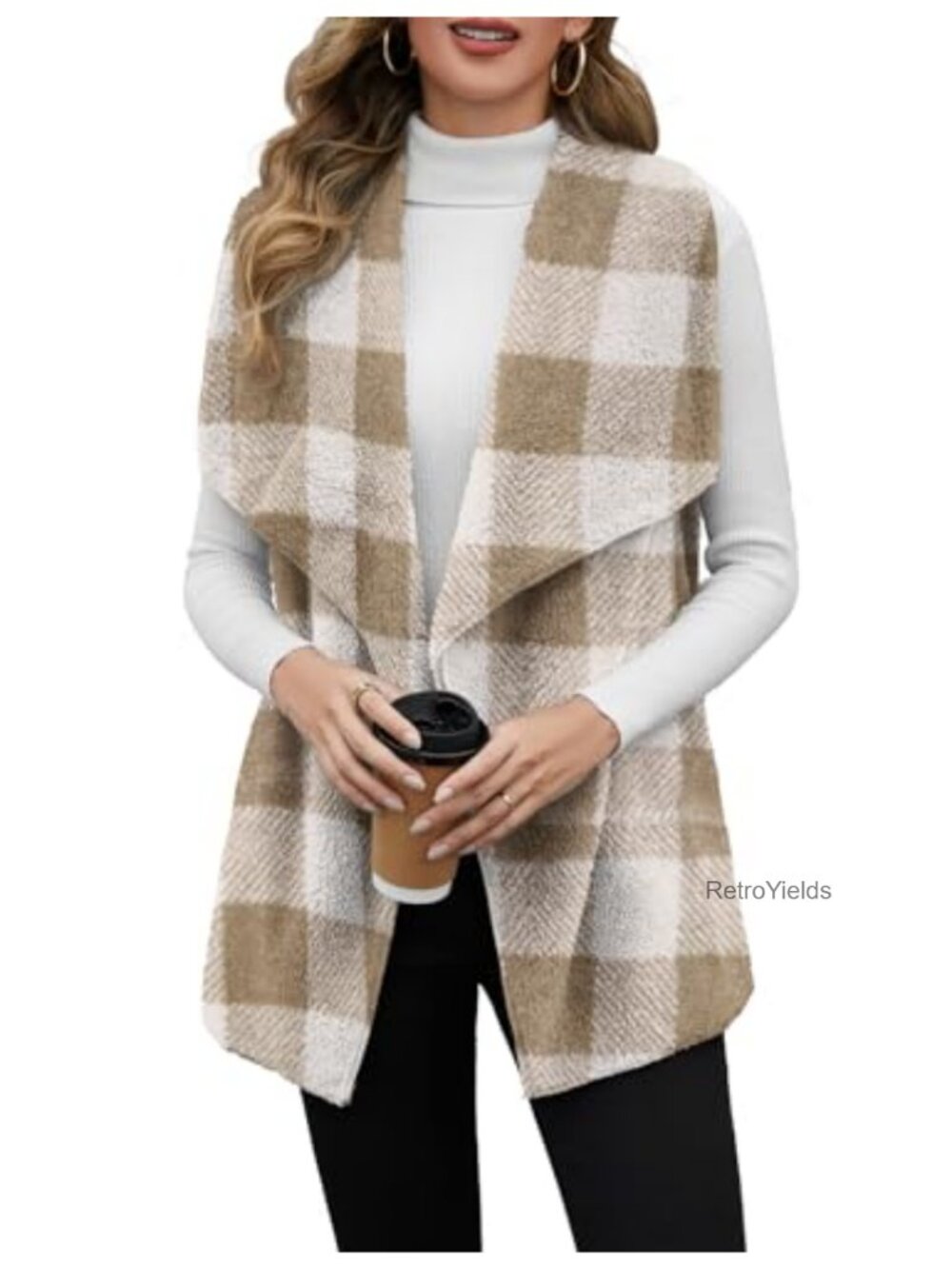 Fuzzy Fleece Vest Sleeveless Sherpa Jacket Open Front Fluffy Outerwear Pockets